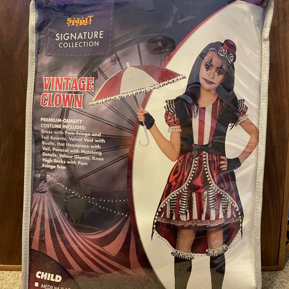 Vintage clown costume for girls size extra-large